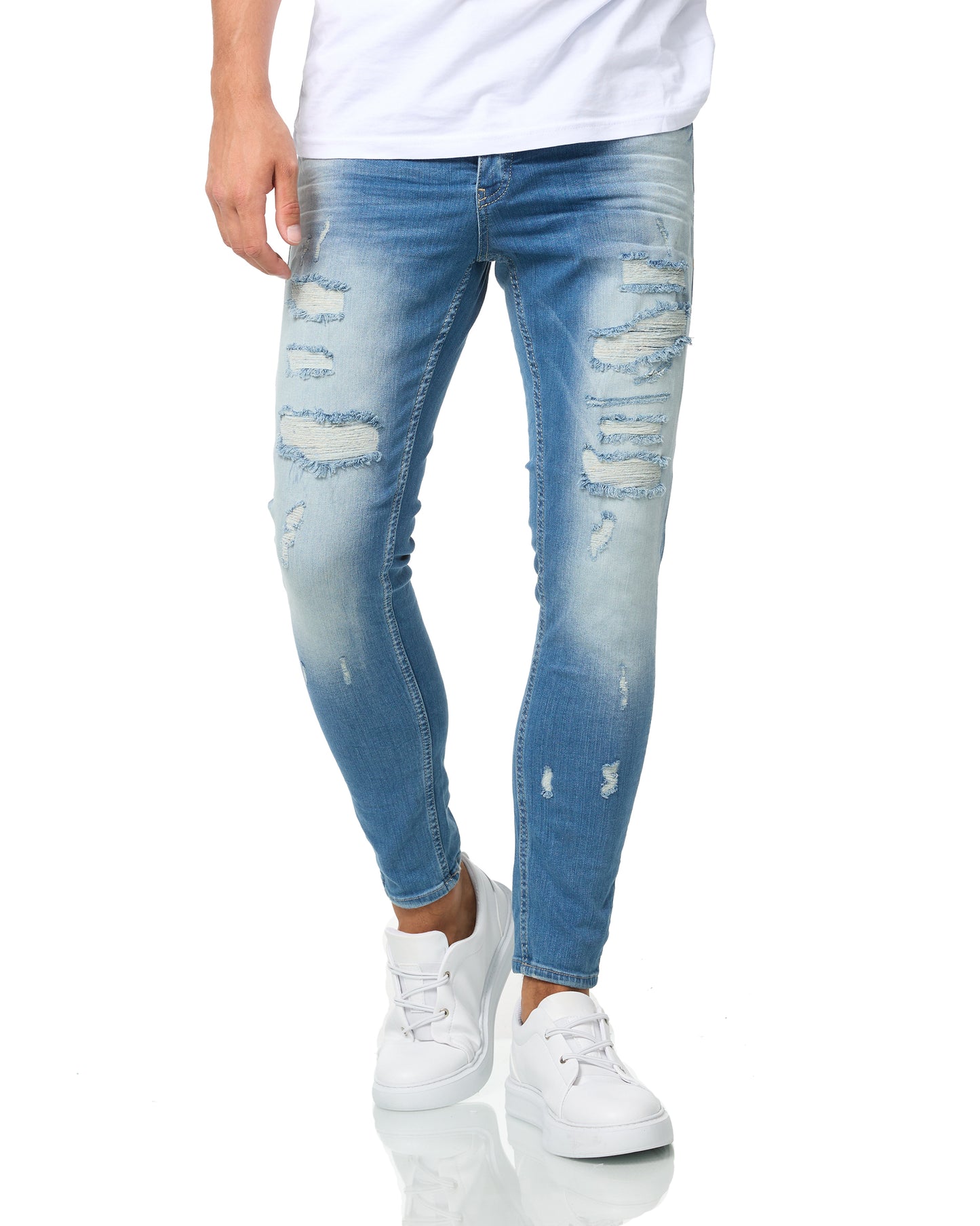 Herren Jeans Slim Fit, Destroyed Look, Modell DH3866, Blau