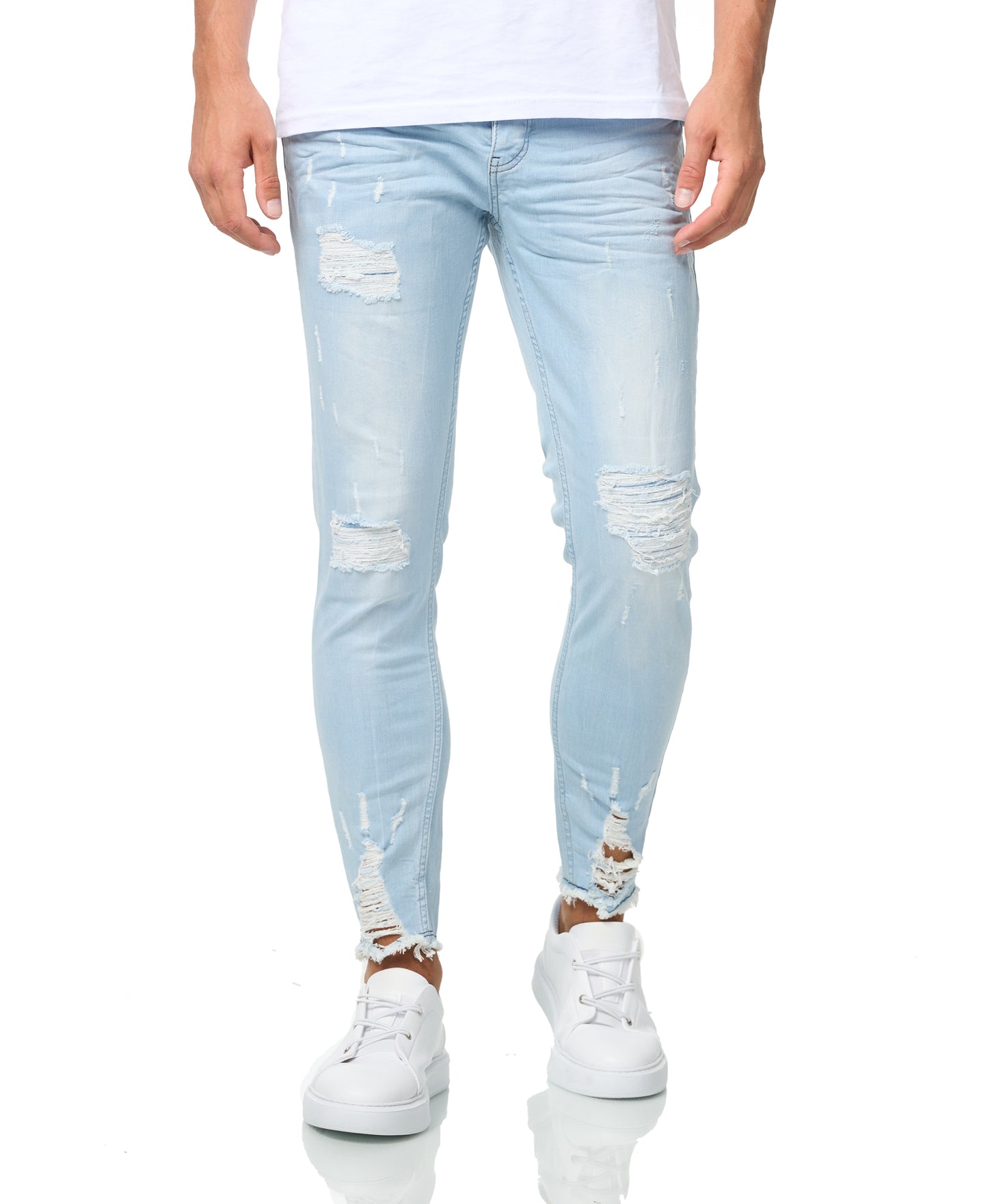 Herren Jeans Skinny Fit, Destroyed Look, Modell DH4271, Hellblau