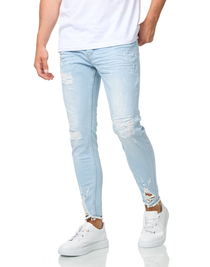 Herren Jeans Skinny Fit, Destroyed Look, Modell DH4271, Hellblau