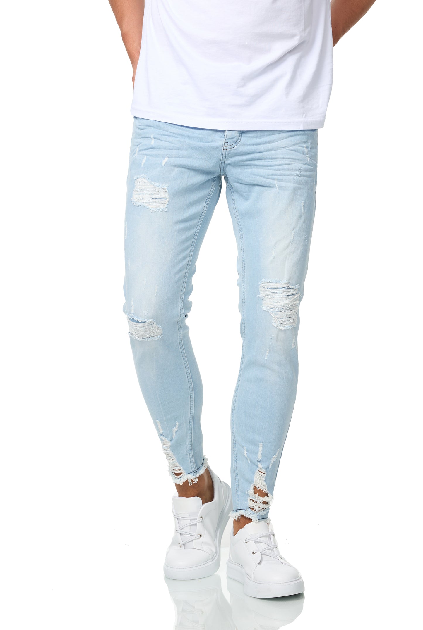 Herren Jeans Skinny Fit, Destroyed Look, Modell DH4271, Hellblau