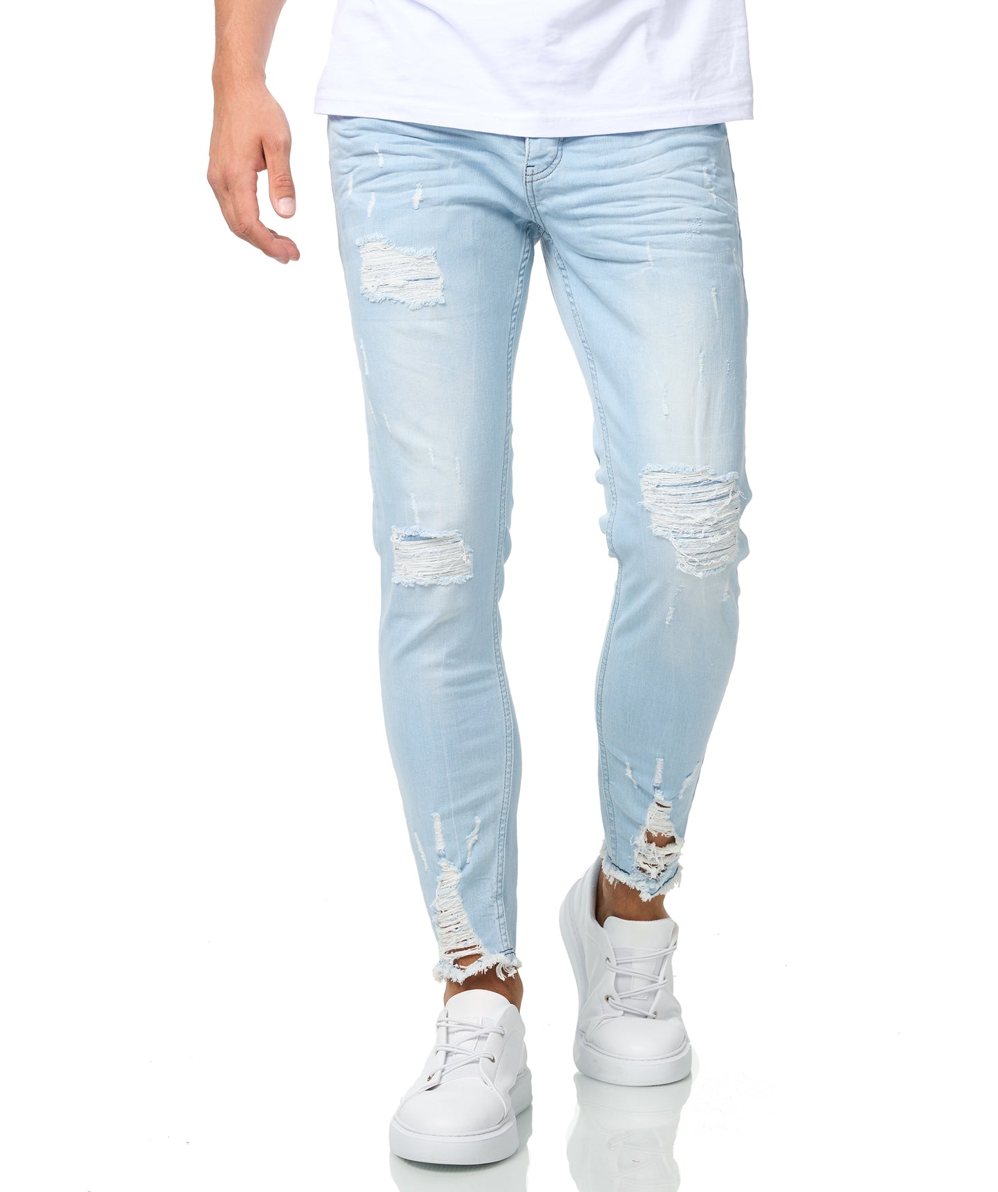 Herren Jeans Skinny Fit, Destroyed Look, Modell DH4271, Hellblau