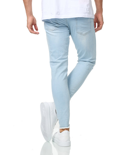 Herren Jeans Skinny Fit, Destroyed Look, Modell DH4271, Hellblau