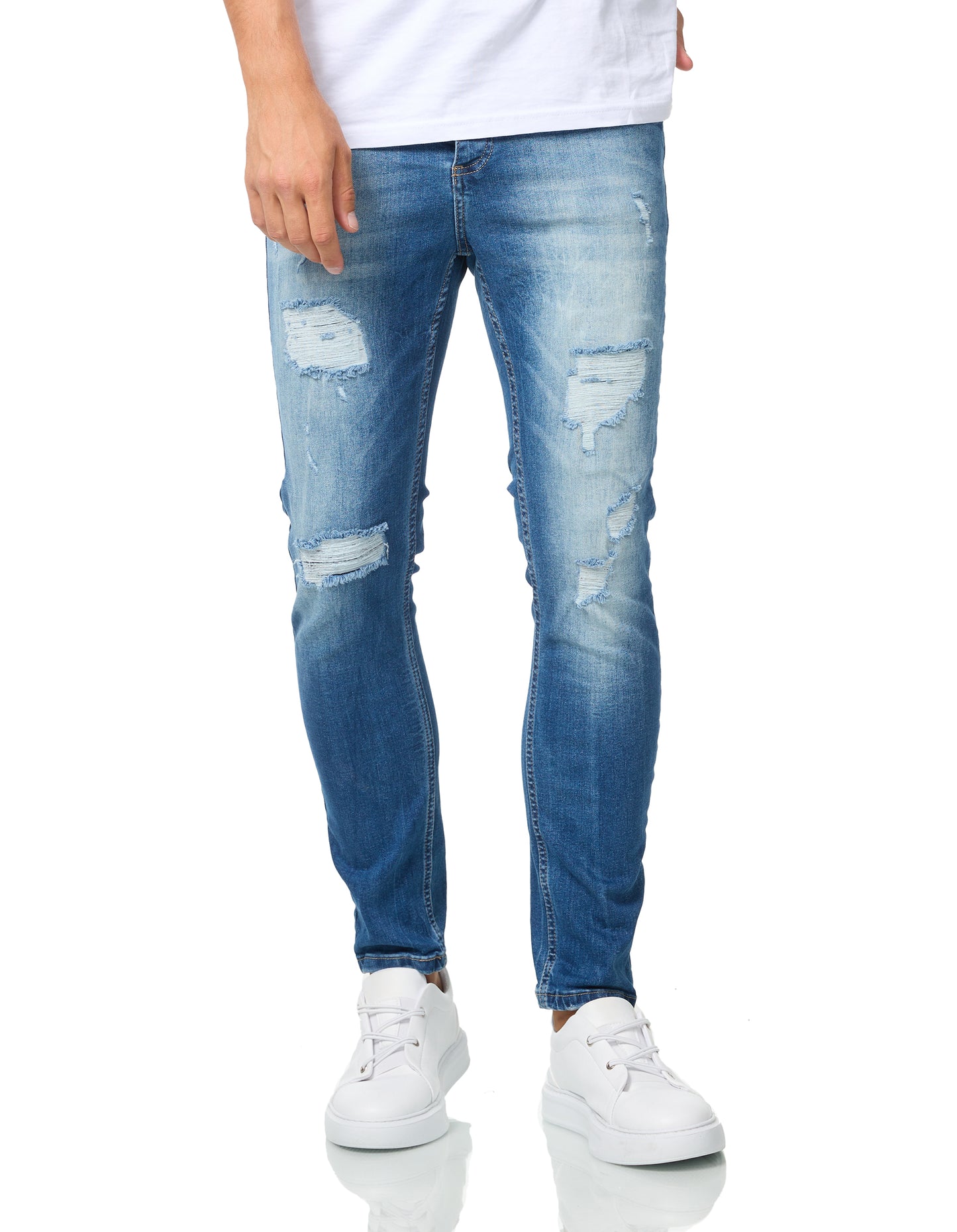 Herren Jeans Skinny Fit, Destroyed Look, Modell DH5020, Blau