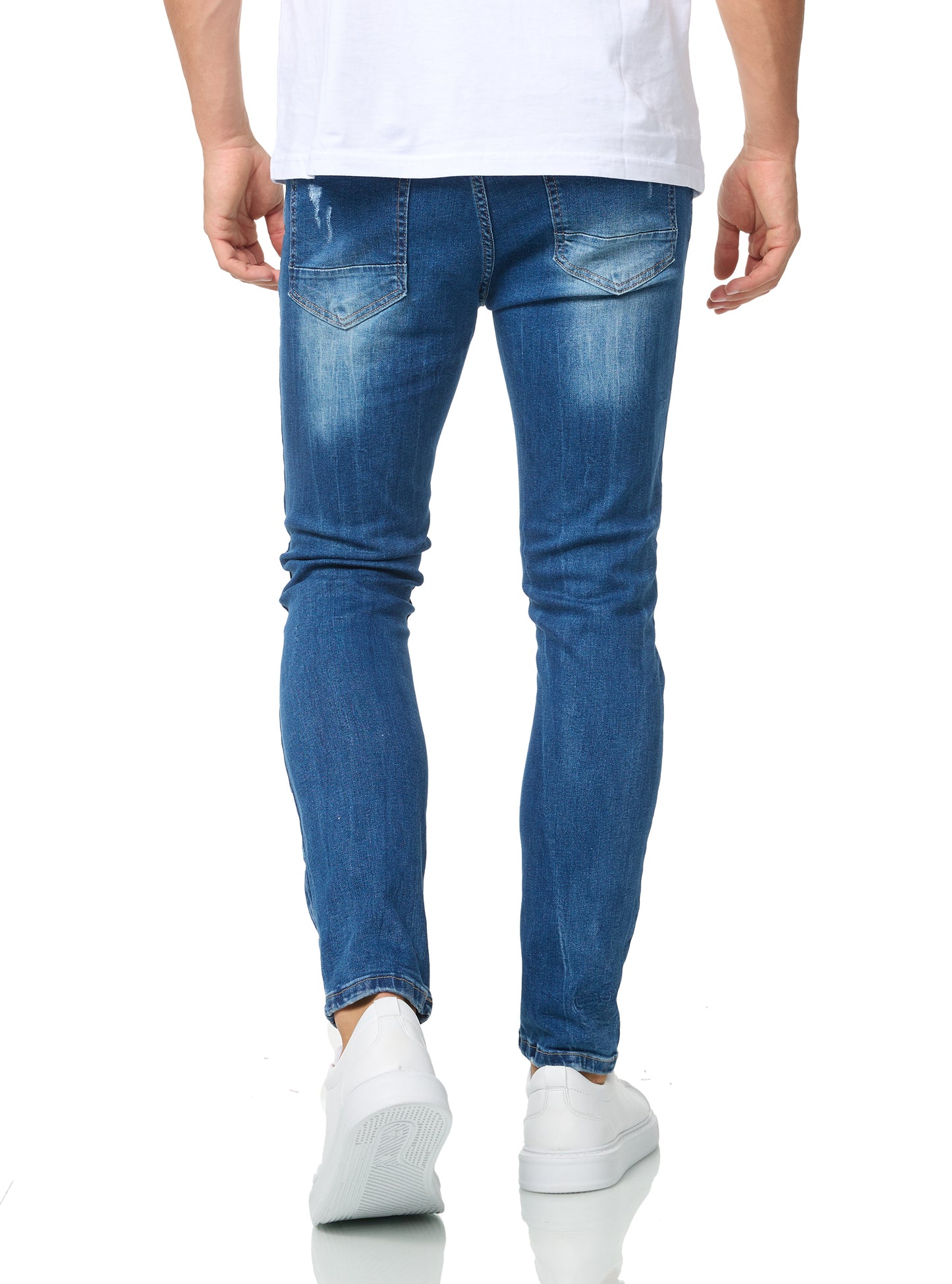 Herren Jeans Skinny Fit, Destroyed Look, Modell DH5020, Blau