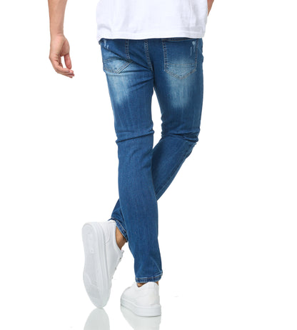 Herren Jeans Skinny Fit, Destroyed Look, Modell DH5020, Blau