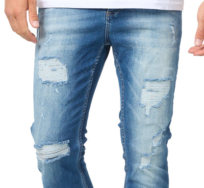 Herren Jeans Skinny Fit, Destroyed Look, Modell DH5020, Blau