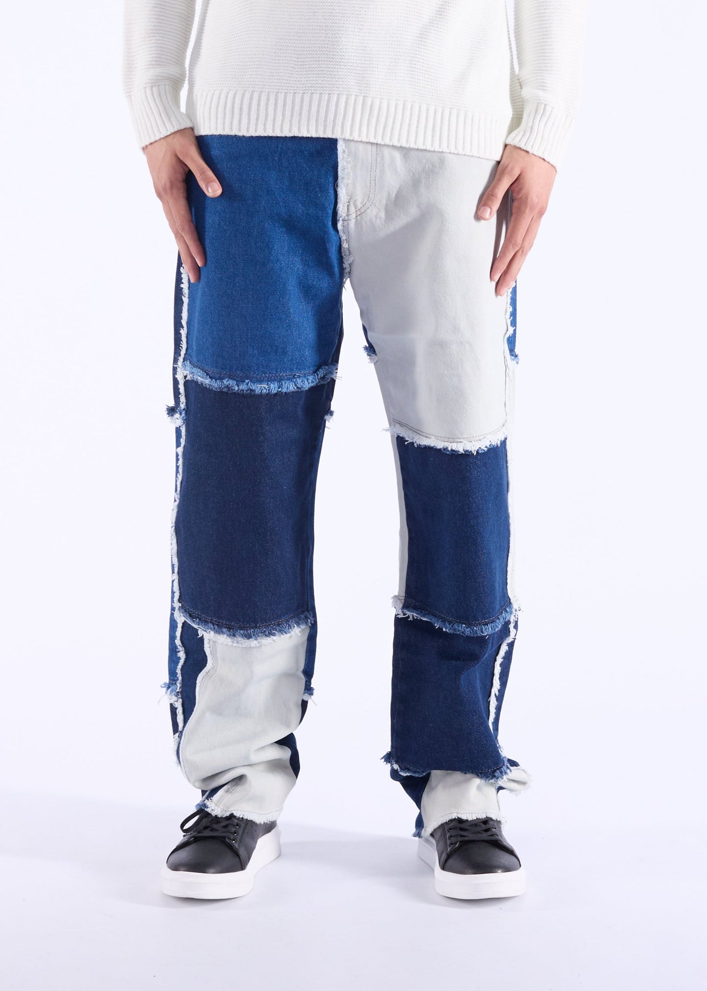 Men's baggy patchwork jeans, loose fit, model DH4684, blue 