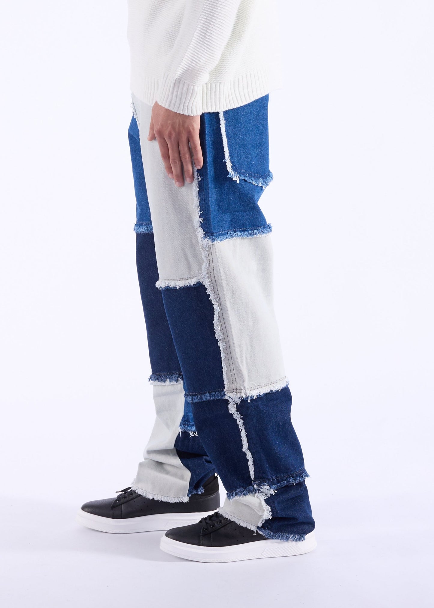 Men's baggy patchwork jeans, loose fit, model DH4684, blue 