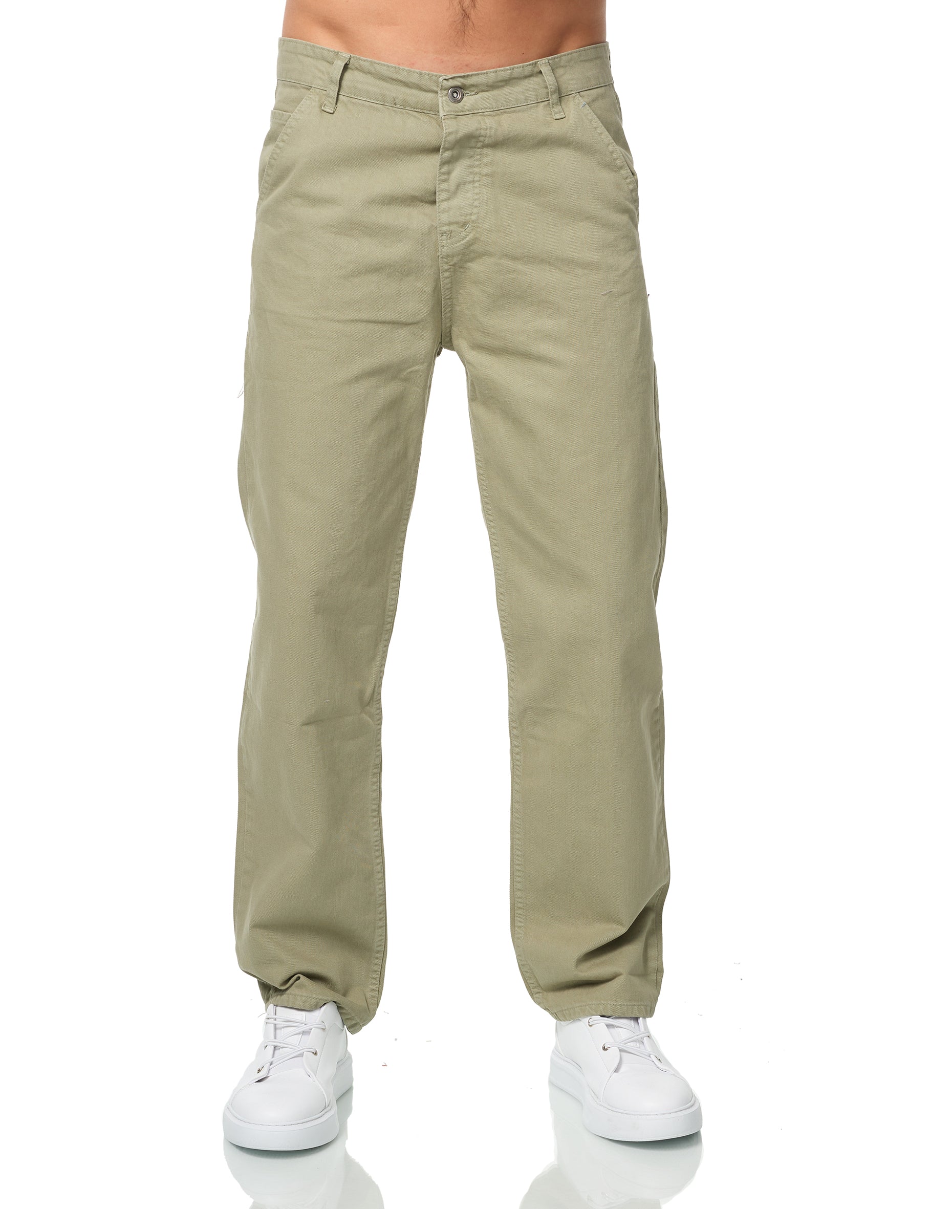 Herren Baggy Fit Jeans Farbe Olive