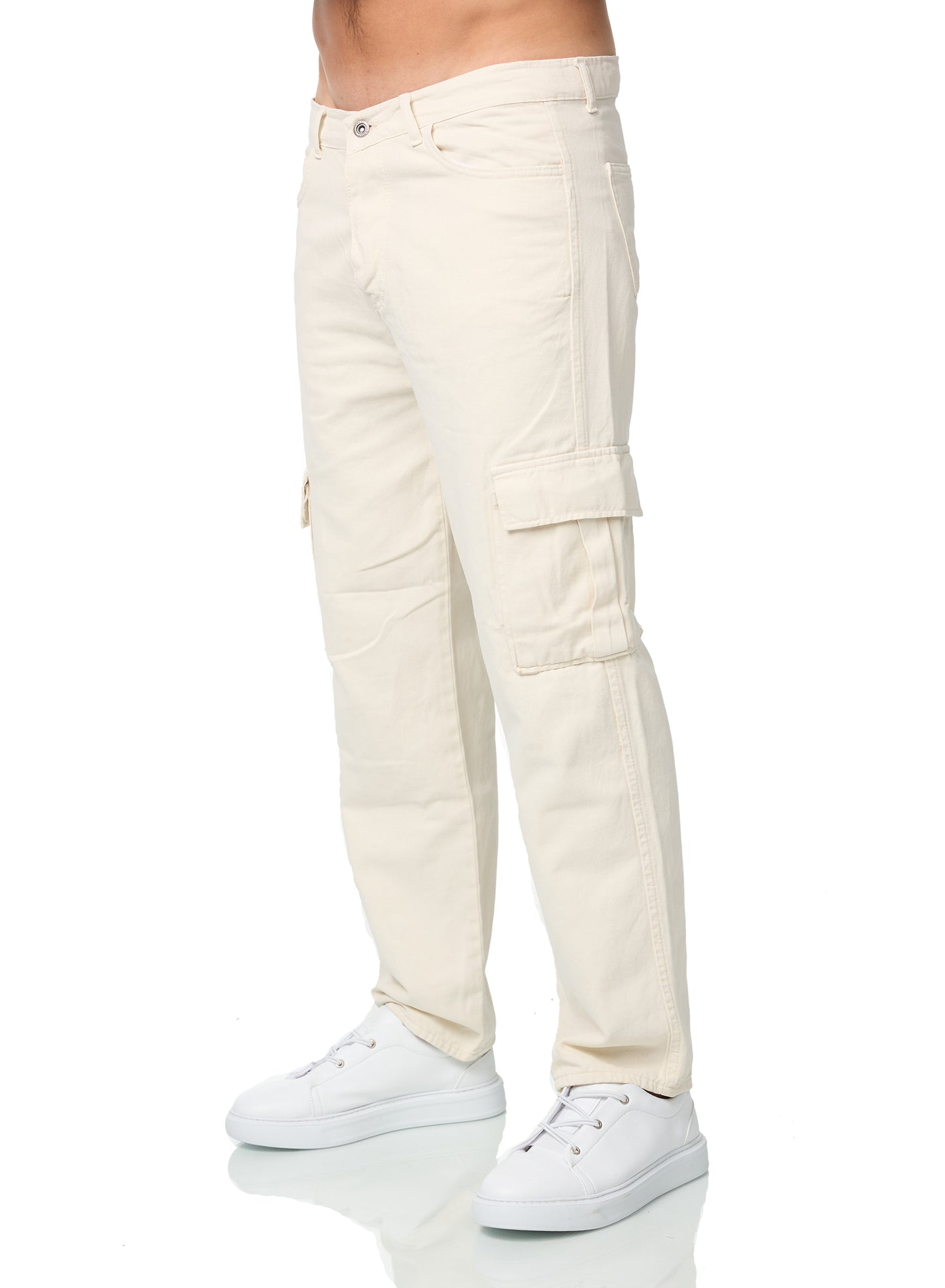 Herren 2-Pocket Cargo Pants Jeans, Baggy Style, Modell 5064, Schwarz oder Beige