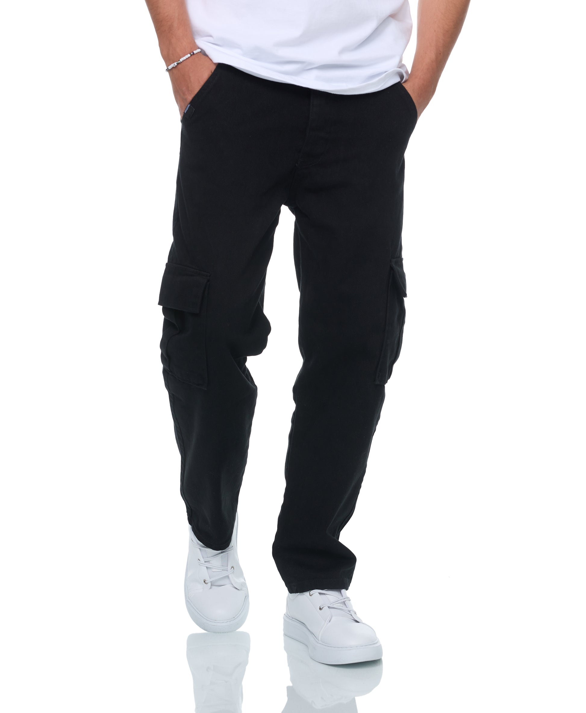 Herren Baggy Cargo Jeans Schwarz