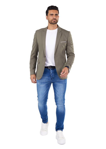 DENIM DISTRIQT Herren Sakko, Sportliches Jersey Sakko, Slim Fit, Modell DQ1307, Grün