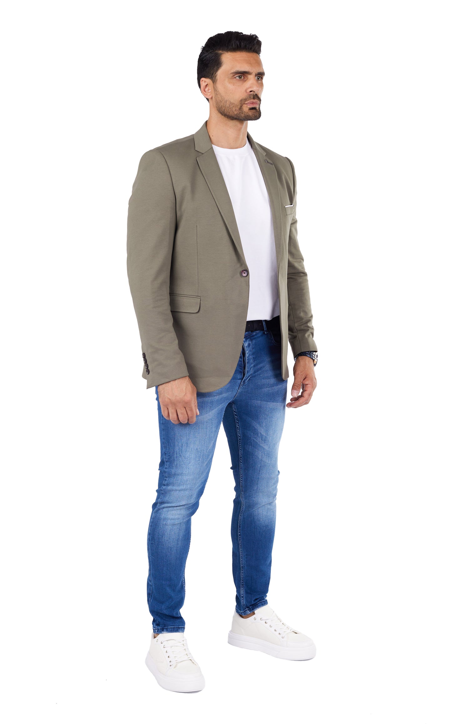 DENIM DISTRIQT Herren Sakko, Sportliches Jersey Sakko, Slim Fit, Modell DQ1307, Grün