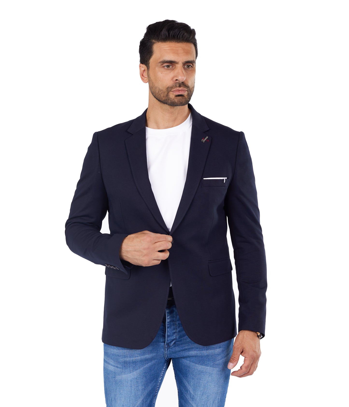 DENIM DISTRIQT Herren Sakko, Sportliches Jersey Sakko, Slim Fit, Modell DQ1307, Navy