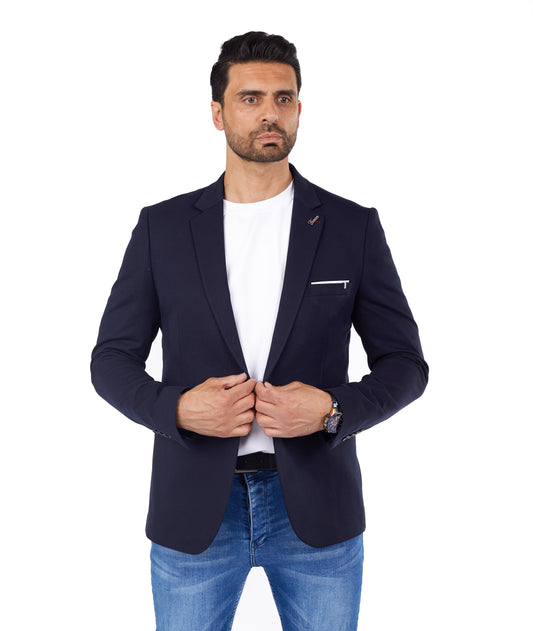 DENIM DISTRIQT Herren Sakko, Sportliches Jersey Sakko, Slim Fit, Modell DQ1307, Navy