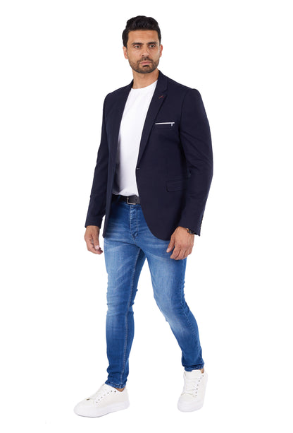 DENIM DISTRIQT Herren Sakko, Sportliches Jersey Sakko, Slim Fit, Modell DQ1307, Navy