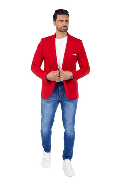 DENIM DISTRIQT Herren Sakko, Sportliches Jersey Sakko, Slim Fit, Modell DQ1307, Rot