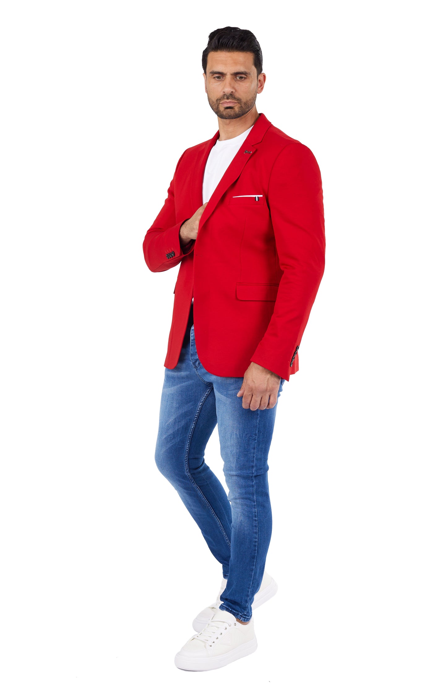 DENIM DISTRIQT Herren Sakko, Sportliches Jersey Sakko, Slim Fit, Modell DQ1307, Rot