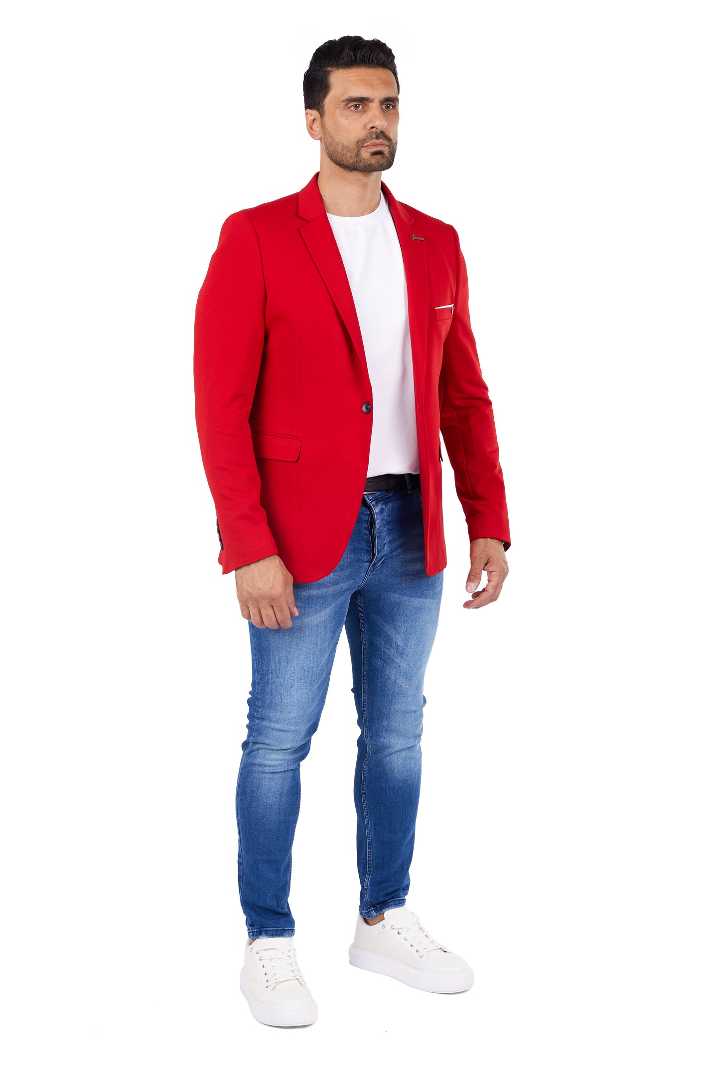 DENIM DISTRIQT Herren Sakko, Sportliches Jersey Sakko, Slim Fit, Modell DQ1307, Rot