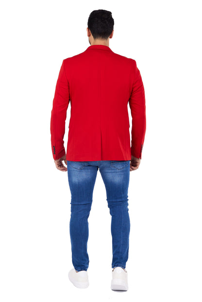 DENIM DISTRIQT Herren Sakko, Sportliches Jersey Sakko, Slim Fit, Modell DQ1307, Rot