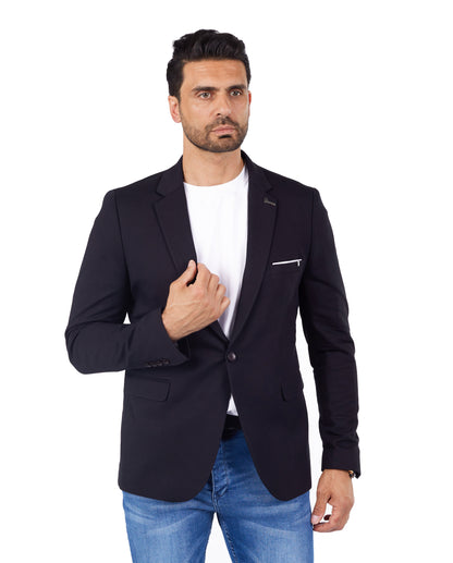 DENIM DISTRIQT Herren Sakko, Sportliches Jersey Sakko, Slim Fit, Modell DQ1307, Schwarz