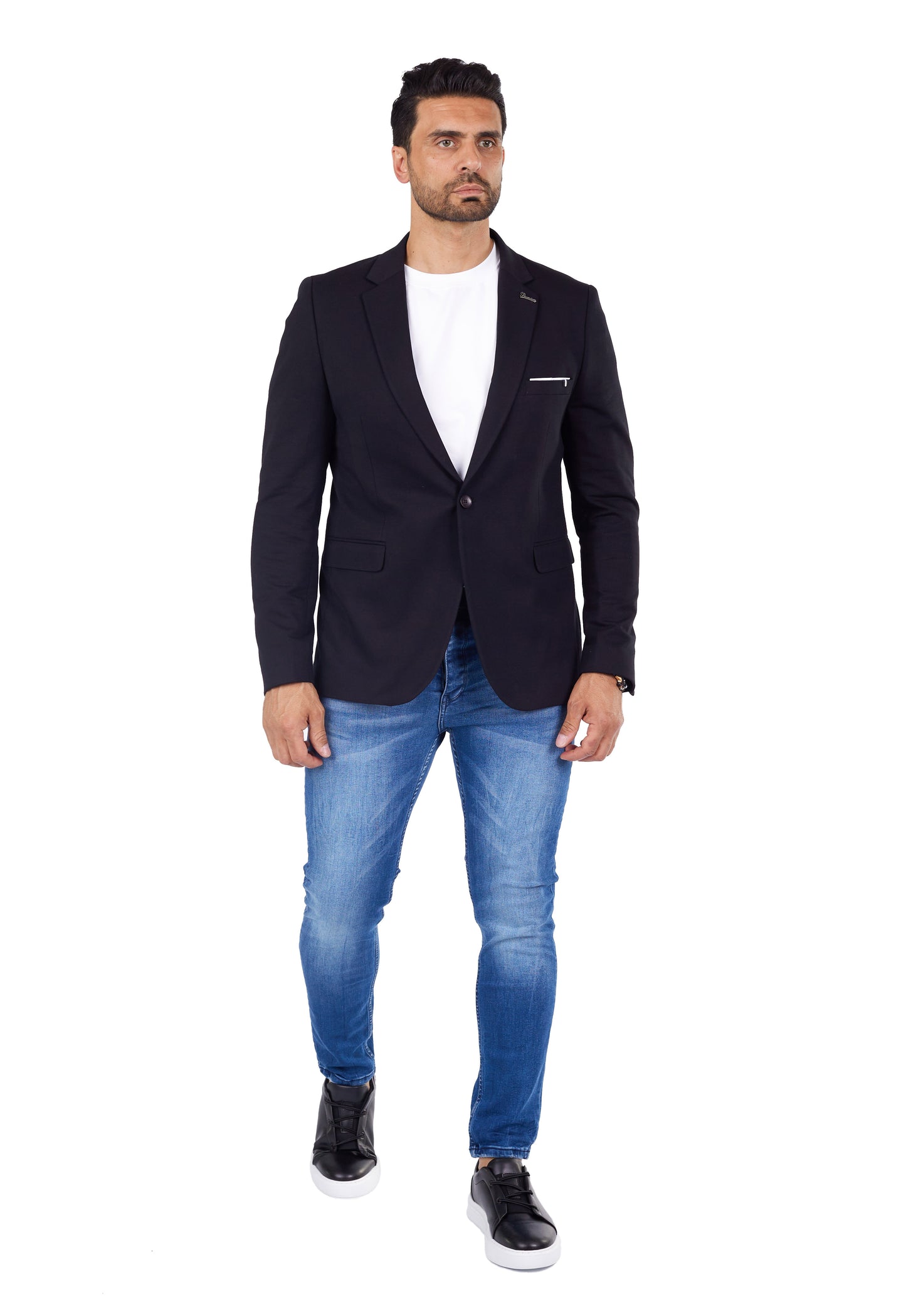 DENIM DISTRIQT Herren Sakko, Sportliches Jersey Sakko, Slim Fit, Modell DQ1307, Schwarz