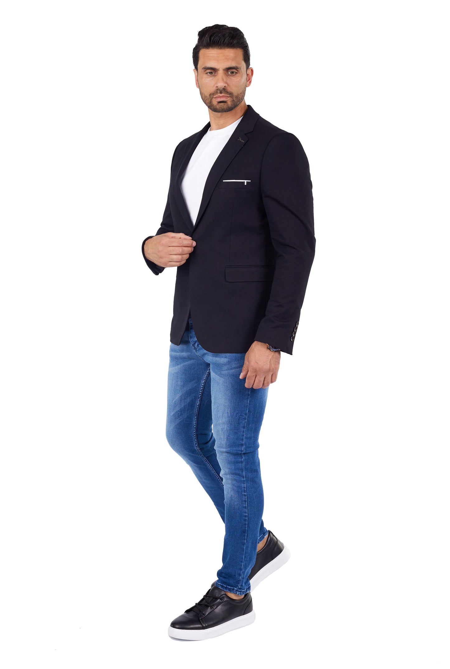 DENIM DISTRIQT Herren Sakko, Sportliches Jersey Sakko, Slim Fit, Modell DQ1307, Schwarz