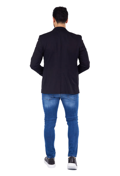 DENIM DISTRIQT Herren Sakko, Sportliches Jersey Sakko, Slim Fit, Modell DQ1307, Schwarz