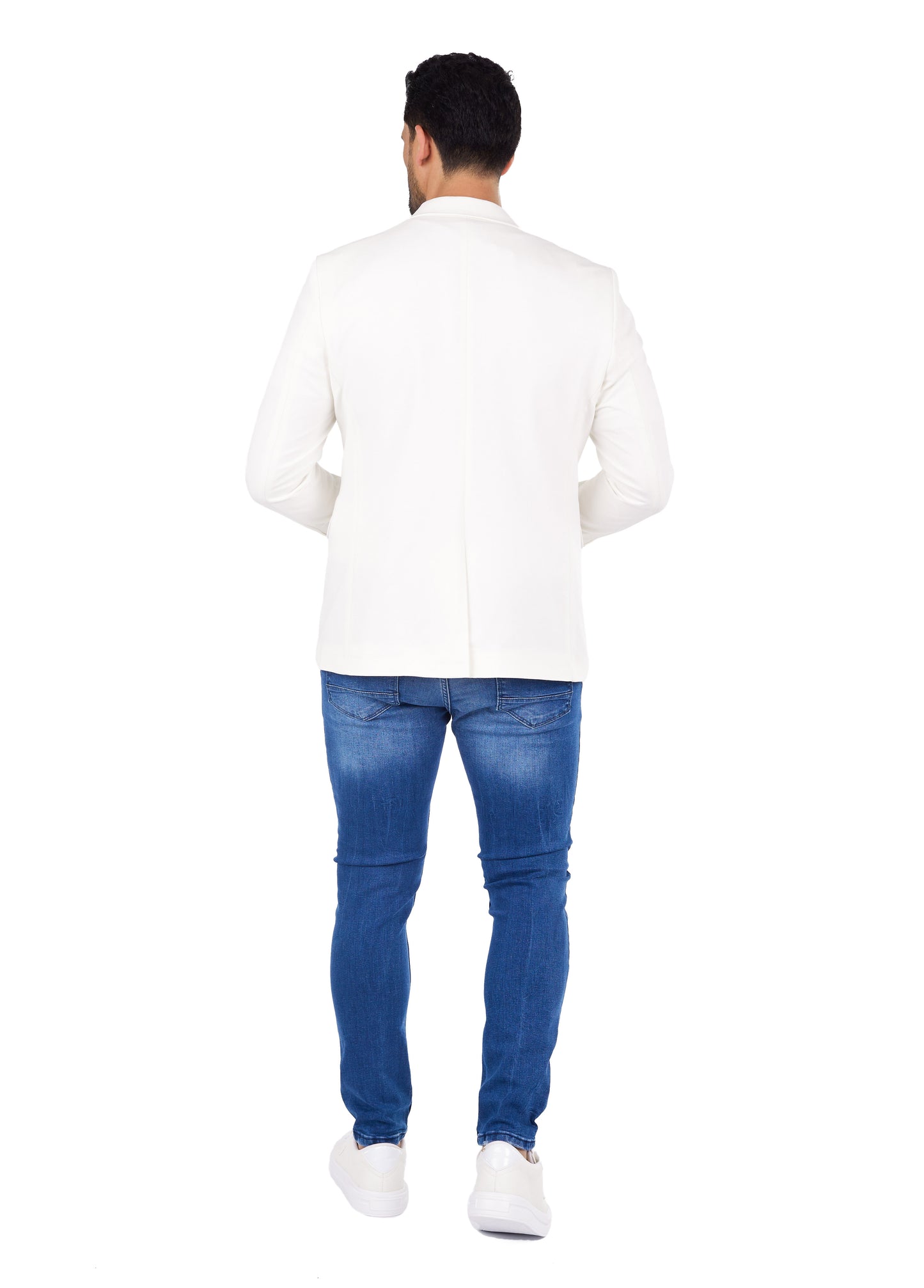 DENIM DISTRIQT Herren Sakko, Sportliches Jersey Sakko, Slim Fit, Modell DQ1307, Weiß