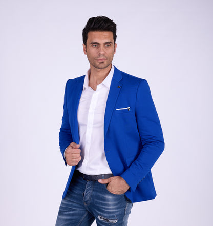 DENIM DISTRIQT Herren Sakko, Sportliches Jersey Sakko, Slim Fit, Modell DQ1307, Royal Blau
