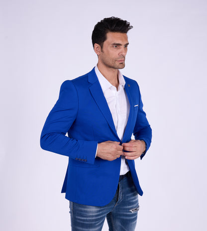 DENIM DISTRIQT Herren Sakko, Sportliches Jersey Sakko, Slim Fit, Modell DQ1307, Royal Blau