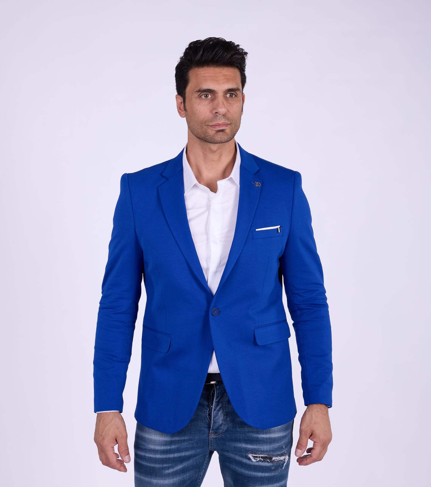 DENIM DISTRIQT Herren Sakko, Sportliches Jersey Sakko, Slim Fit, Modell DQ1307, Royal Blau