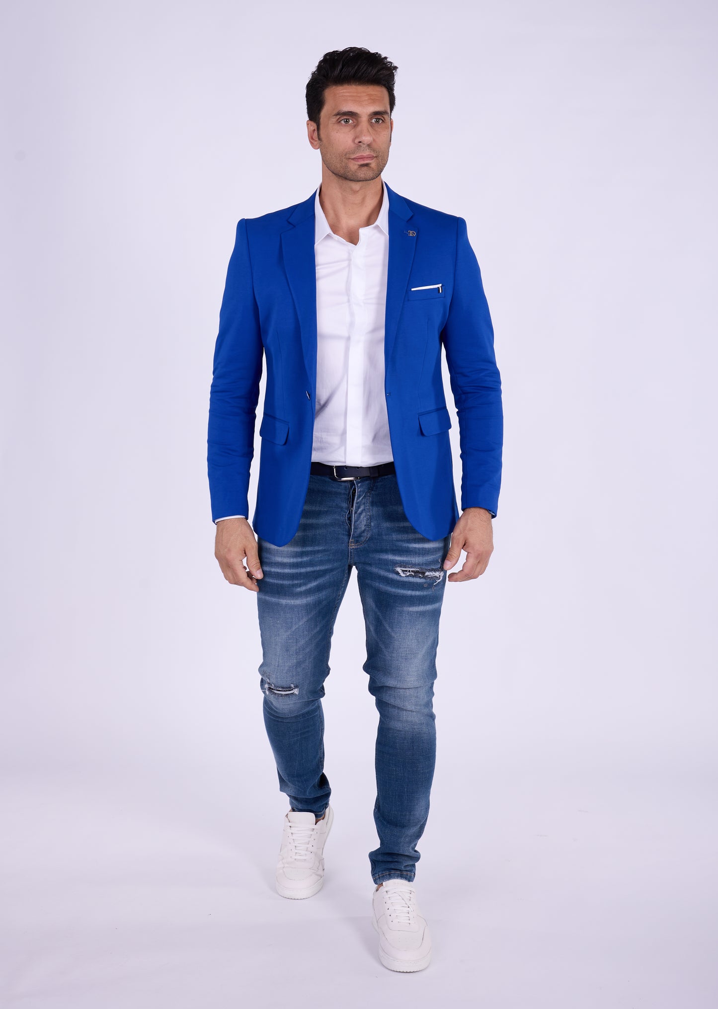 DENIM DISTRIQT Herren Sakko, Sportliches Jersey Sakko, Slim Fit, Modell DQ1307, Royal Blau