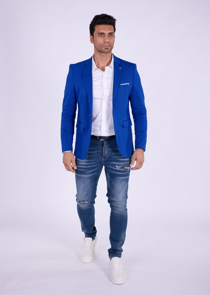 DENIM DISTRIQT Herren Sakko, Sportliches Jersey Sakko, Slim Fit, Modell DQ1307, Royal Blau