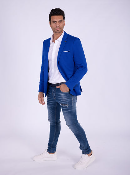 DENIM DISTRIQT Herren Sakko, Sportliches Jersey Sakko, Slim Fit, Modell DQ1307, Royal Blau