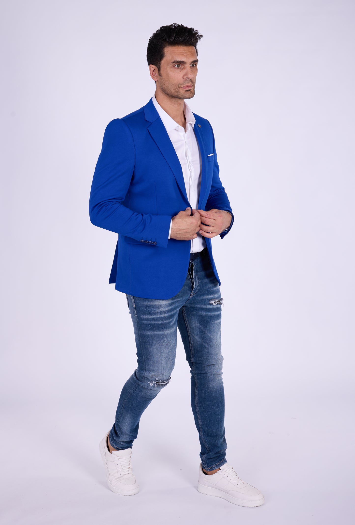 DENIM DISTRIQT Herren Sakko, Sportliches Jersey Sakko, Slim Fit, Modell DQ1307, Royal Blau