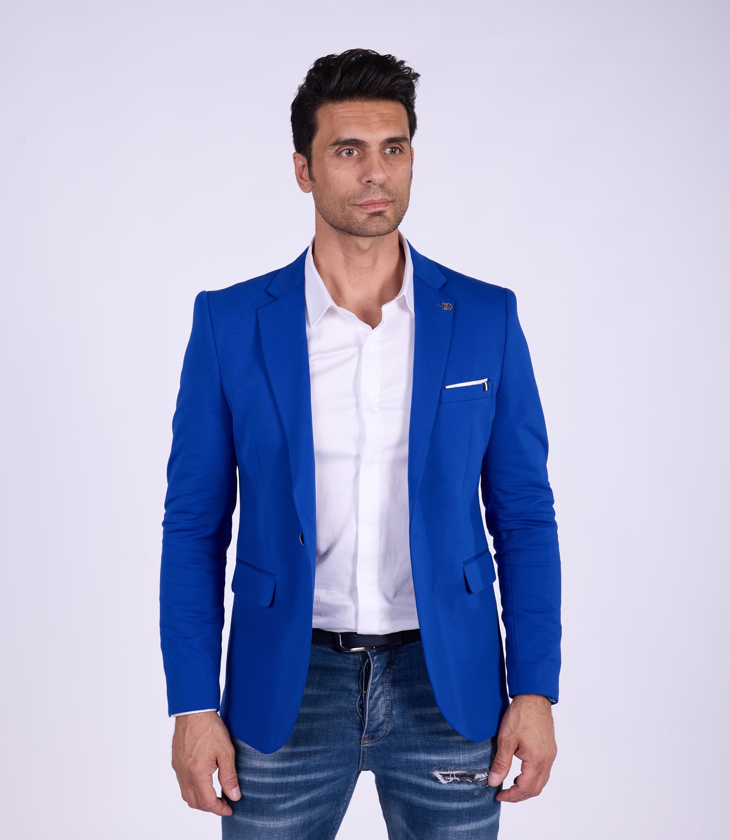 DENIM DISTRIQT Herren Sakko, Sportliches Jersey Sakko, Slim Fit, Modell DQ1307, Royal Blau