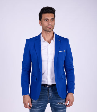DENIM DISTRIQT Herren Sakko, Sportliches Jersey Sakko, Slim Fit, Modell DQ1307, Royal Blau