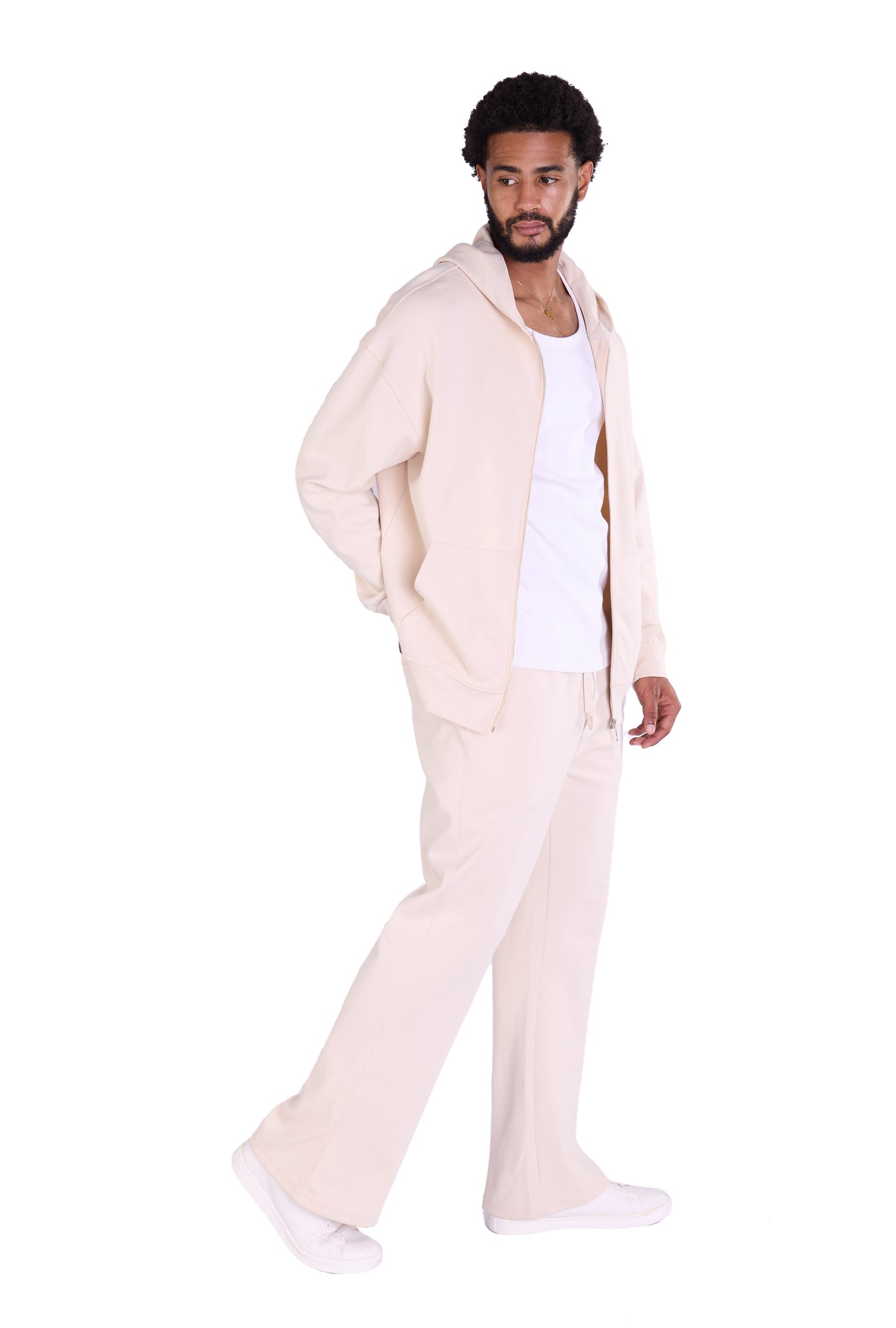 Herren Jogger Kombi Zweiteiler,  Oversized Fit, Modell DQ K004, Beige, Grau und Schwarz