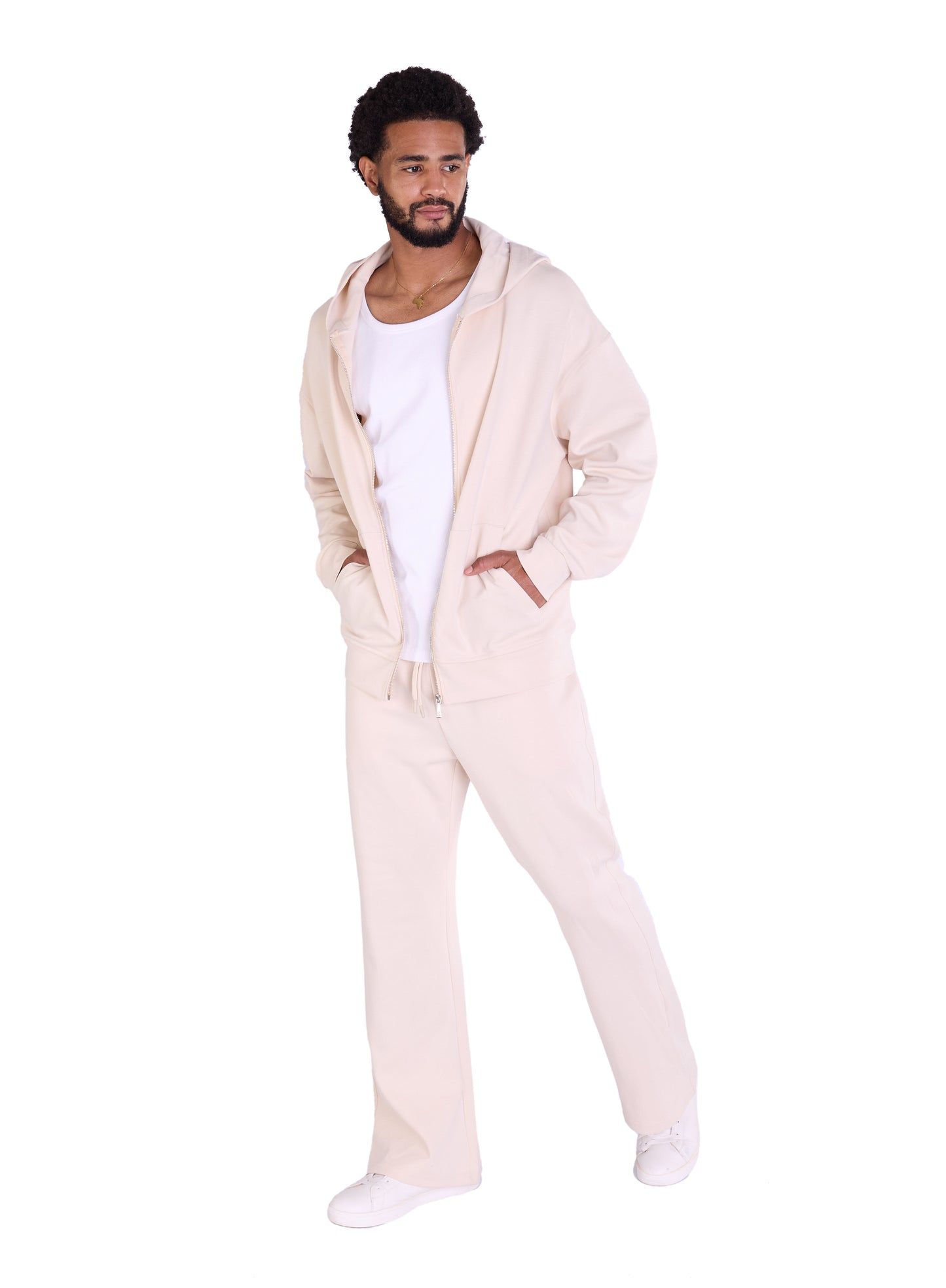 Herren Jogger Kombi Zweiteiler,  Oversized Fit, Modell DQ K004, Beige, Grau und Schwarz