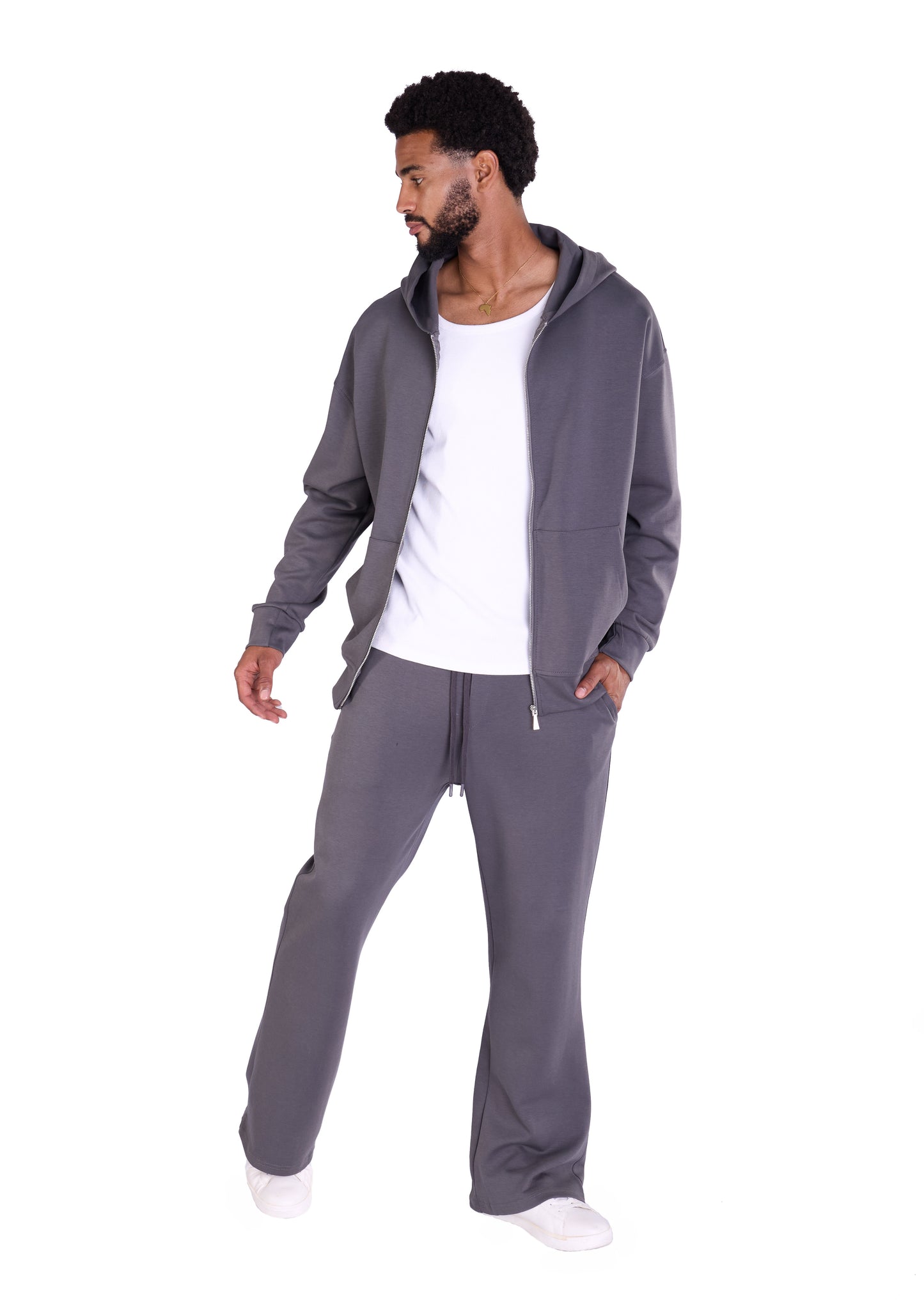 Herren Jogger Kombi Zweiteiler,  Oversized Fit, Modell DQ K004, Beige, Grau und Schwarz