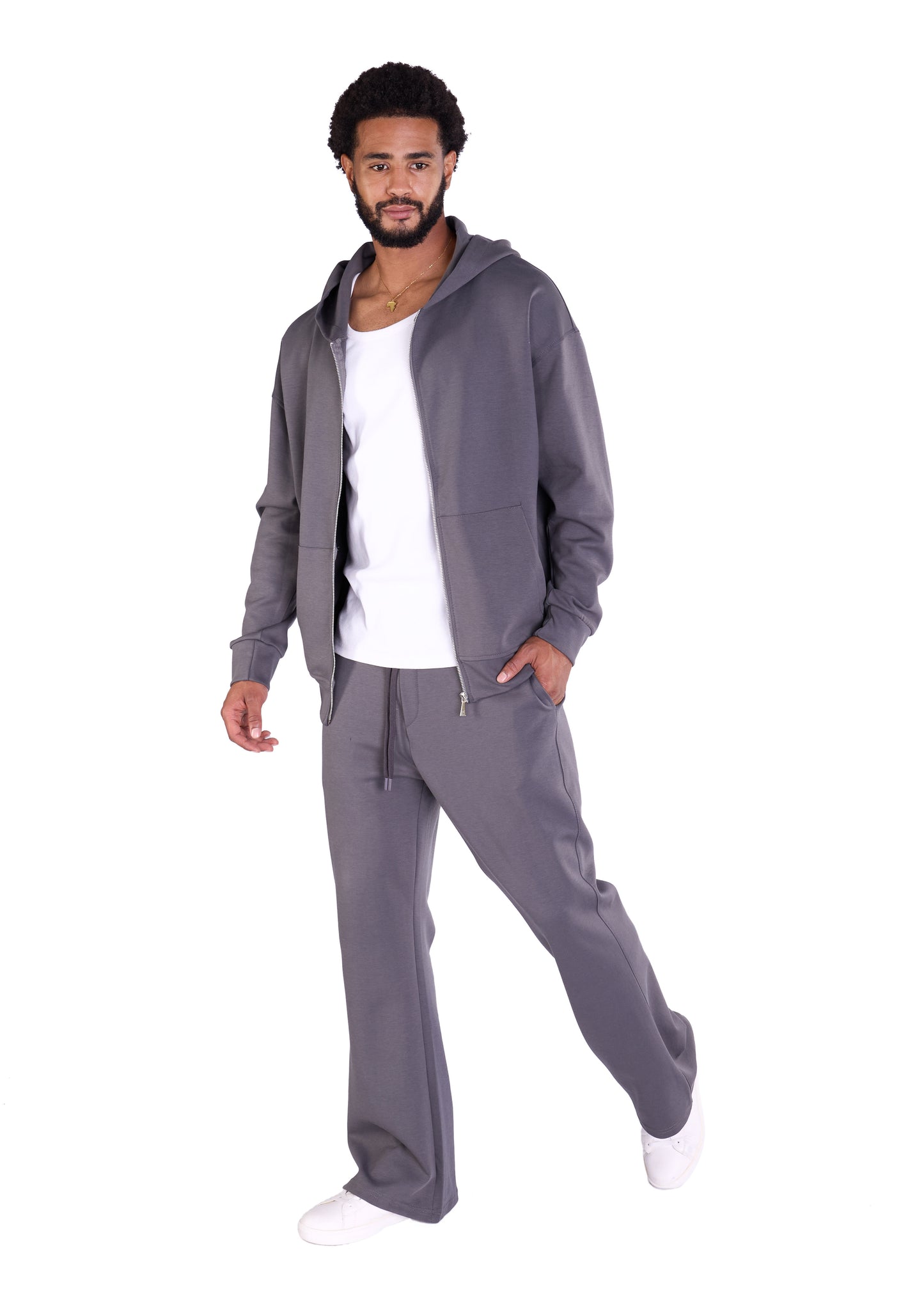 Herren Jogger Kombi Zweiteiler,  Oversized Fit, Modell DQ K004, Beige, Grau und Schwarz