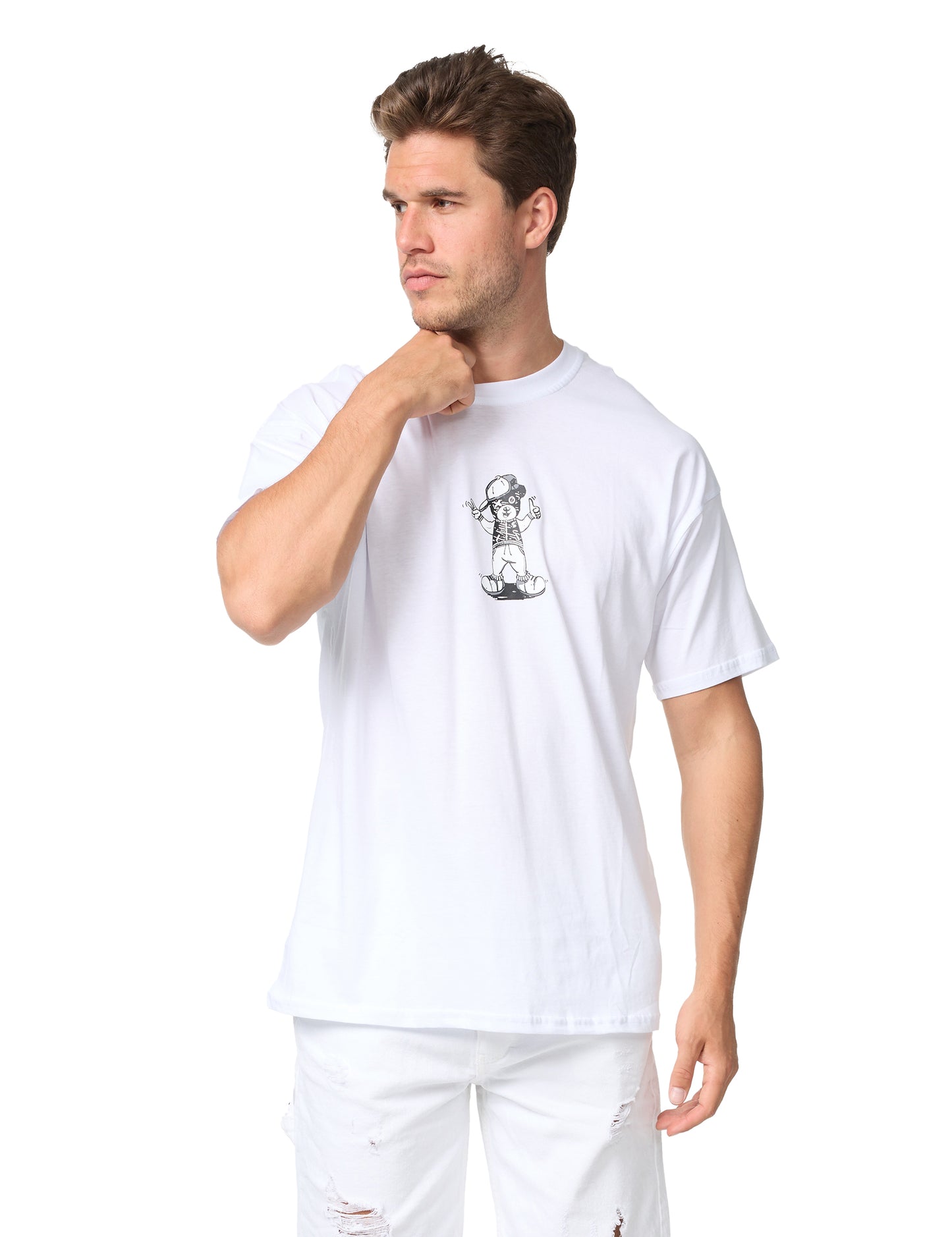 Men's T-shirt, oversize fit, "Mentalist" print, model Y118, white