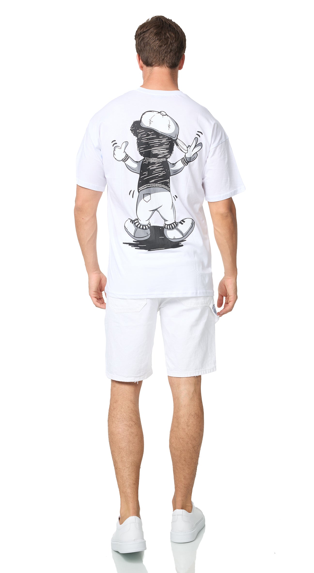 Men's T-shirt, oversize fit, "Mentalist" print, model Y118, white