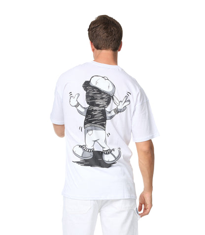 Men's T-shirt, oversize fit, "Mentalist" print, model Y118, white