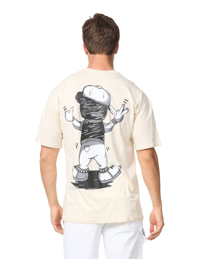 Men's T-shirt, oversize fit, "Mentalist" print, model Y118, white