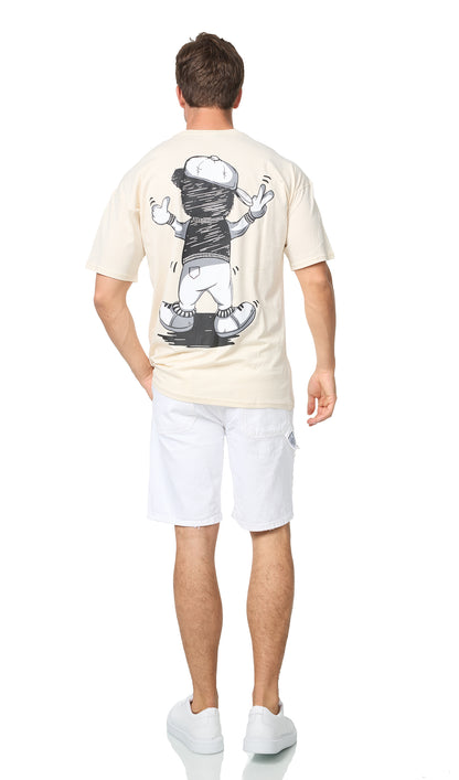 Men's T-shirt, oversize fit, "Mentalist" print, model Y118, white