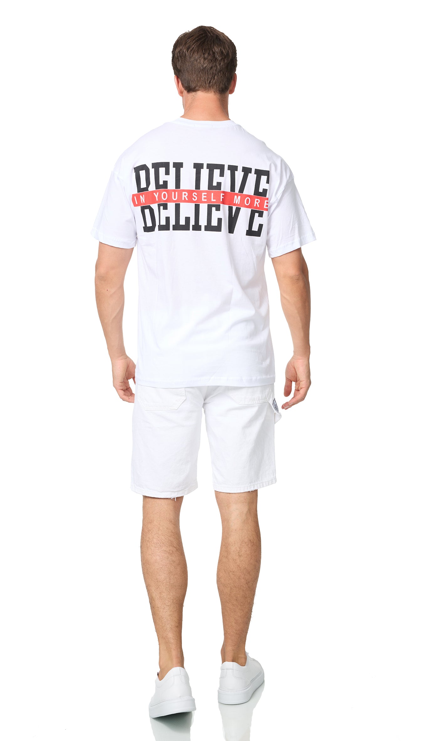 Men's T-shirt, oversize fit, "Mentalist" print, model Y118, white