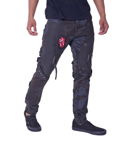 KINGZ Herren Designer Camouflage Jeans, Rregular Fit, Modell 1585 Army