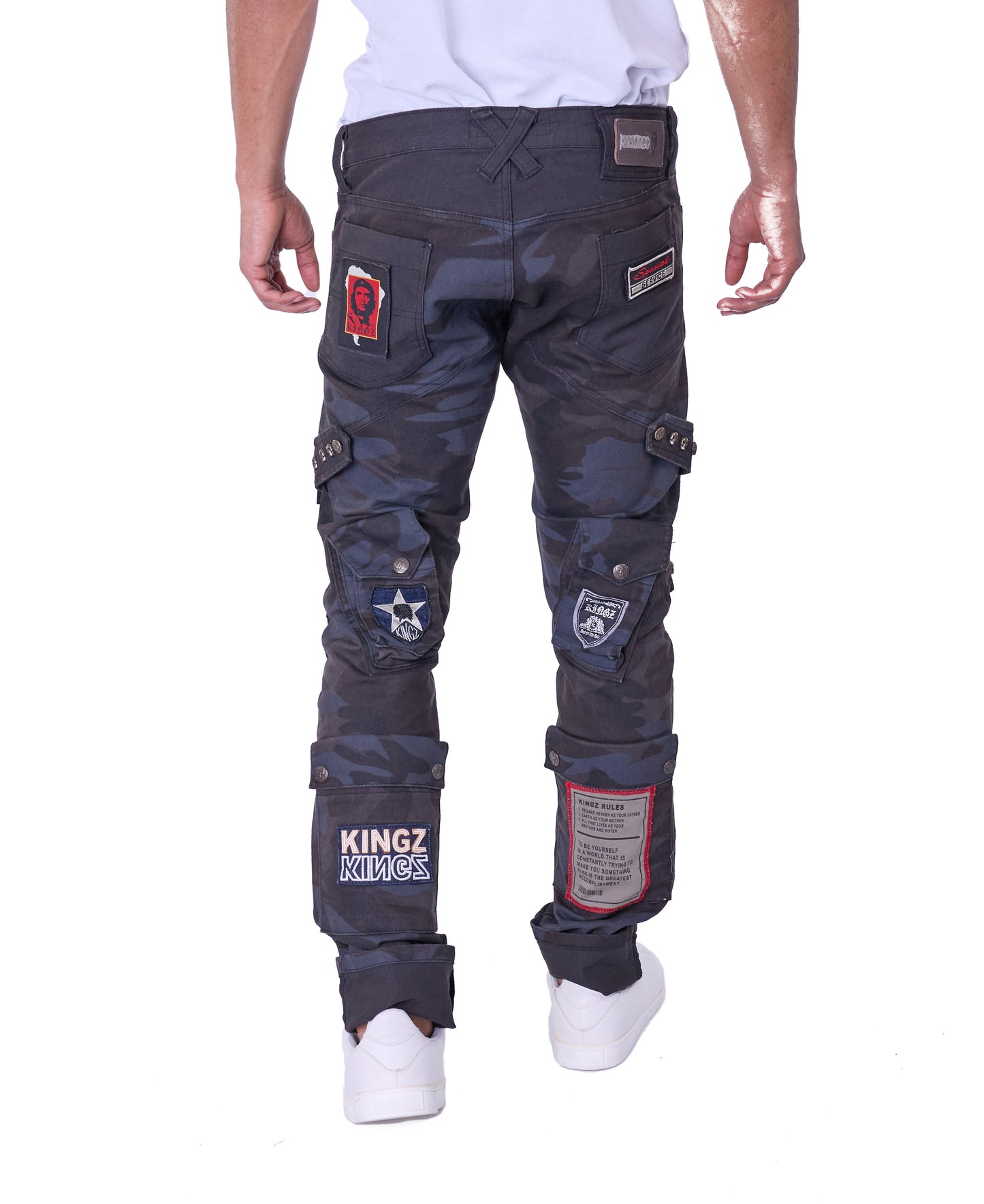 KINGZ Herren Designer Camouflage Jeans, Rregular Fit, Modell 1585 Army
